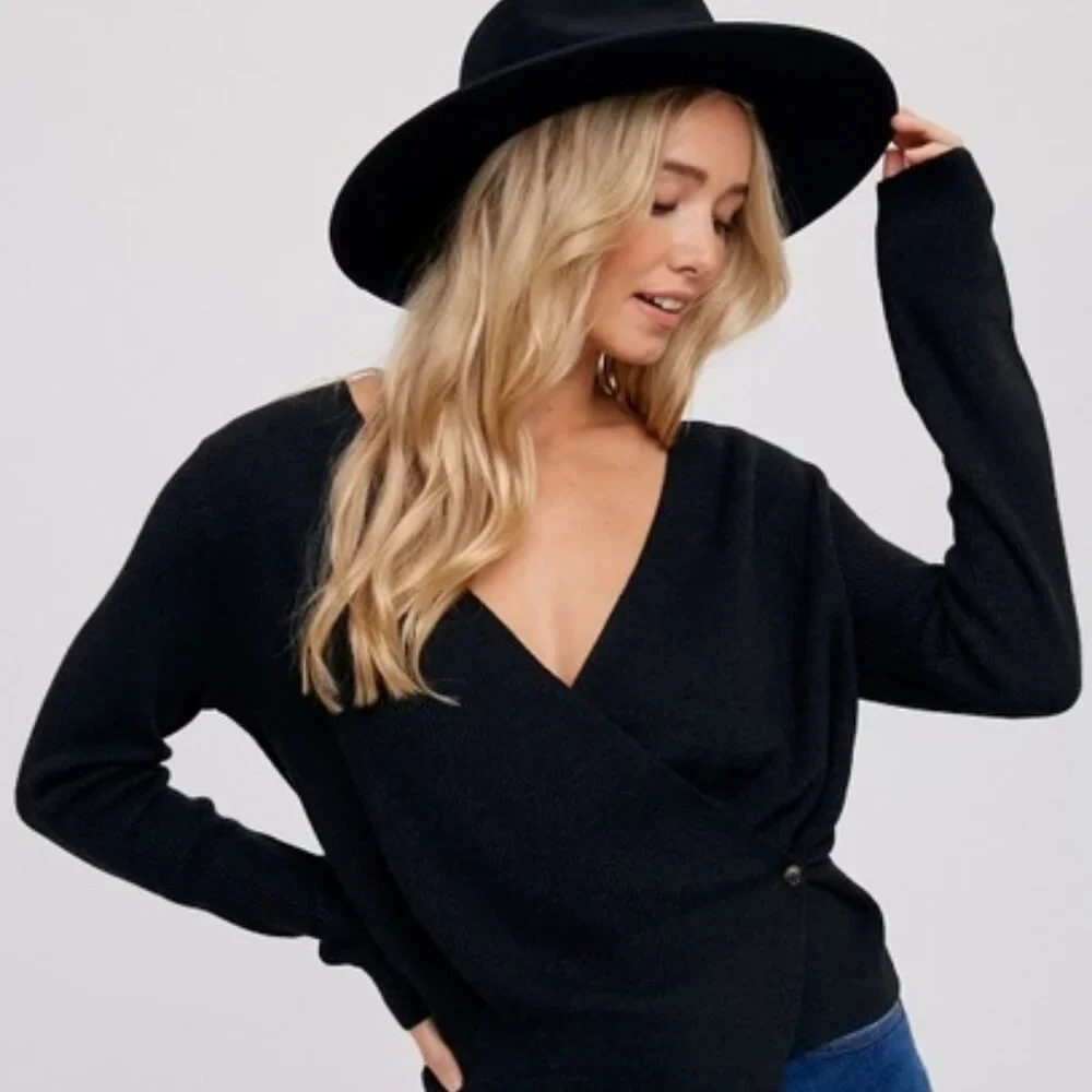 CLEAR OUT!!!! Surplice Wrap Pullover Sweater - Picture 4 of 13